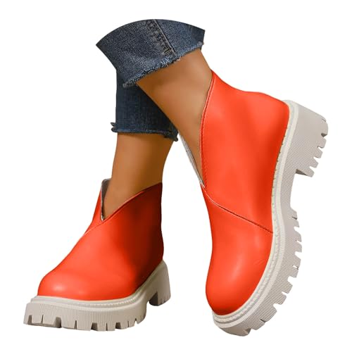 Stiefelette Damen Ankle Boots Stiefel Bequem Rutschfeste Orthopädische Schuhe Leicht Slip On Breite Gartenschuhe Biker Boots Regenschuhe Kurze Winterstiefel von Generisch