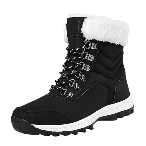 Stiefeletten Damen Baumwolle Lange Schneestiefel halten warm für Frauen Schnee Lange Kniehohe Stiefel Damenstiefel (Black, 38) von Generisch