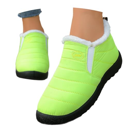 Stiefeletten Damen Damen Winterstiefeletten Fleece Gefütterte Schneestiefel Wasser Bequeme Lässige Warme Schlupfstiefeletten Für Damen (Green, 46) von Generisch