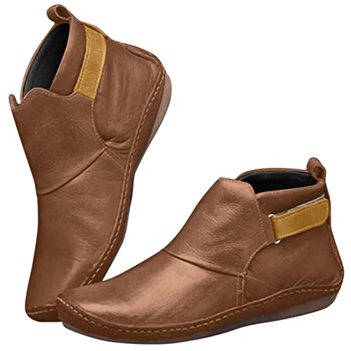 Stiefeletten Damen Elegant Leder Flach Stiefel Damen mit Reisverschluß Ankle Boots Damenschuhe High Heels Spitze Chelsea Stiefel Halbstiefel Damen Winterstiefel Damen Schuhe Ankle Boots Winterschuhe von Generisch