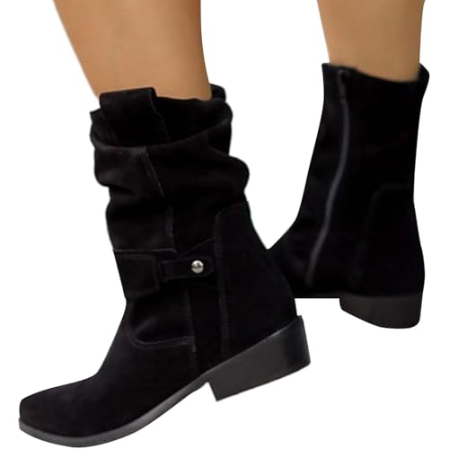Stiefeletten Damen Elegant - Wildleder Cowboystiefel Halbstiefel mit Reißverschluss Niedriger Blockabsatz Stiefel Kurzstiefel Pointed Toe Übergangsstiefel Blockabsatz Ankle Boots Halbhoch Damenstiefel Stiefeletten Damen Elegant - Wildleder Cowboystiefel Halbstiefel mit Reißverschluss Niedriger Blockabsatz Stiefel Kurzstiefel Pointed Toe Übergangsstiefel Blockabsatz Ankle Boots Halbhoch Damenstiefel von Generisch