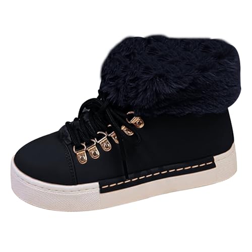 Stiefeletten Damen Gefüttert Schneestiefel Kurze Stiefel mit Schnürsenkel Bequem Wärme Winterstiefel Runde Zehe Flache Sohle Schnürstiefel Damenstiefel Kurzstiefel Knöchelstiefel 2025 von Generisch