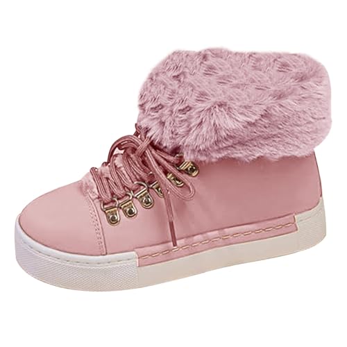 Stiefeletten Damen Gefüttert Schneestiefel Kurze Stiefel mit Schnürsenkel Bequem Wärme Winterstiefel Runde Zehe Flache Sohle Schnürstiefel Damenstiefel Kurzstiefel Knöchelstiefel 2025 von Generisch