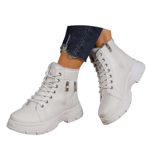 Stiefeletten Damen Herbst Stiefel Flach Niedriger Absatz wasserdichte Schuhe Mit Reißverschluss Ankle Boots Schnürboots Leder Winter Regenschuhe Herbstschuhe Weiß 37 Stiefeletten Damen Herbst Stiefel Flach Niedriger Absatz wasserdichte Schuhe Mit Reißverschluss Ankle Boots Schnürboots Leder Winter Regenschuhe Herbstschuhe Weiß 37 von Generisch