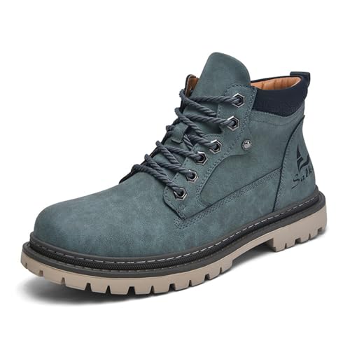 Stiefeletten Damen Herrenschuhtrend Arbeitsstiefel Britischer Stil High Top Schuhe Herren Stiefeletten (Green, 40) von Generisch