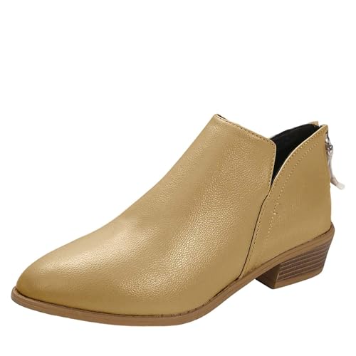 Stiefeletten Damen Kurzstiefel Halbstiefel Mit Absatz OrthopäDische Boots Mit ReißVerschluss Herbst Winter Damenstiefel Moderne Elegante Blockabsatz Stiefel Spitz KnöChel Schuhe Slip On Absatzschuhe von Generisch