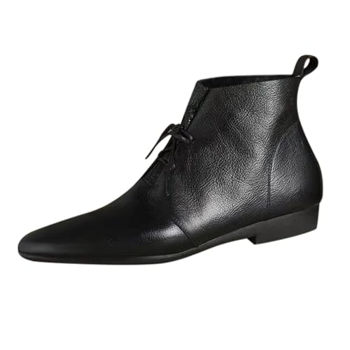 Stiefeletten Damen Leder Booties Spitze Zehen Kurz Stiefel Britischen Stil Schnürstiefeletten Lederstifel Damenstiefel Knöchelstiefel mit Niedriger Blockabsatz Stilvoll und Elegant Ankle Boots von Generisch