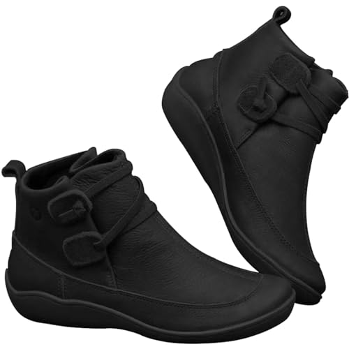 Stiefeletten Damen Leder Übergangsstiefe PU Leder Flach Damenstiefel Vintage Kurzschaft Stiefel Ankle Boots Runde Zehe Lederschuhe Klassisch & Modisch Lederstiefeletten mit niedrigem Absatz Stiefeletten Damen Leder Übergangsstiefe PU Leder Flach Damenstiefel Vintage Kurzschaft Stiefel Ankle Boots Runde Zehe Lederschuhe Klassisch & Modisch Lederstiefeletten mit niedrigem Absatz von Generisch