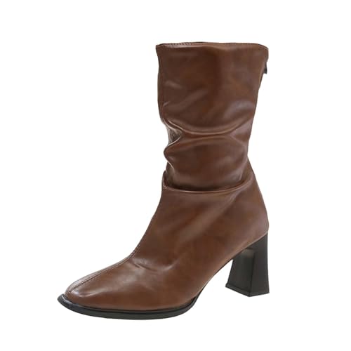 Stiefeletten Damen Mit Absatz Spitz Ankle Boots Damen Mit Absatz Elegant Schlupfstiefel Blockabsatz Wildlederstiefel Halbstiefel Pendler High Heels Damenstiefel Chelsea Boots von Generisch