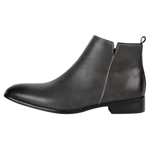Stiefeletten Damen Mit Blockabsatz, Chelsea Boots Herren Schwarz Hochzeit Anzugschuhe Große Größe Tanzschuhe Retro Freizeitschuhe Einfach Lederstiefel Flache Kurzestiefels Lack Bootsstiefel von Generisch