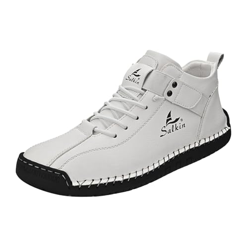 Stiefeletten Damen Paar 'Herren Neue PU Leder Freizeitschuhe Trend Herren Stiefel Kurze Stiefel Stiefeletten (White, 40) von Generisch