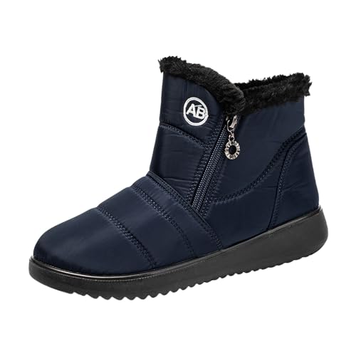 Stiefeletten Damen Paar Männer Frauen Winter Wasserdicht Flache Reißverschluss Warm Halten Schnee Stiefel Bequeme Stiefel Schuhe (Blue, 43) von Generisch