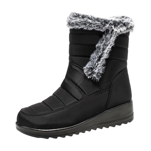 Stiefeletten Damen Paar Männer Frauen Winter wasserdicht Keile Reißverschluss halten warme Schnee Stiefel Bequeme Mid Stiefel Schuhe (Black, 41) von Generisch