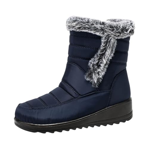 Stiefeletten Damen Paar Männer Frauen Winter wasserdicht Keile Reißverschluss halten warme Schnee Stiefel Bequeme Mid Stiefel Schuhe (Blue, 41) von Generisch