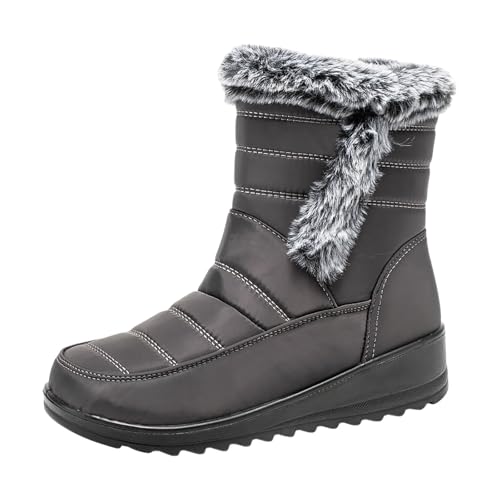 Stiefeletten Damen Paar Männer Frauen Winter wasserdicht Keile Reißverschluss halten warme Schnee Stiefel Bequeme Mid Stiefel Schuhe (Grey, 38) von Generisch