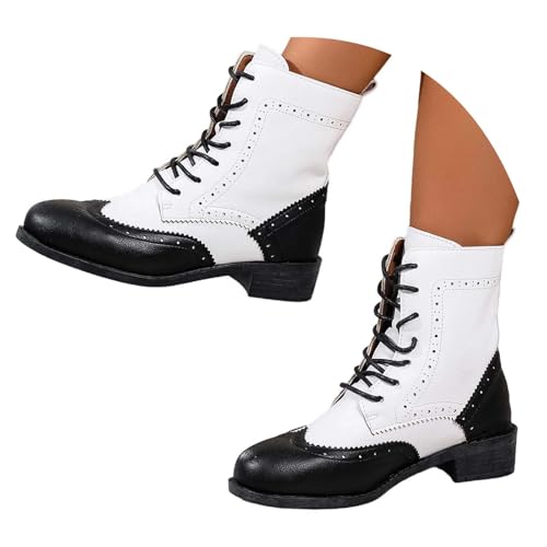 Stiefeletten Damen Trekkingstiefel Moderne Boots Wanderstiefel Warme Bequeme Winterschuhe für Frauen mit Rutschfester Gummisohle mit Blockabsatz für Herbst Winter von Generisch