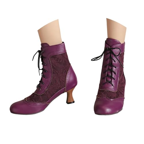 Stiefeletten Damen Vintage Viktorianische Stiefel Gothic Schnürung Schuhe Mid Heels Ritter Übergangsstiefel Schnürstiefel Stöckelschuhe Klassisch Schnürstiefeletten Stiefeletten Damen Vintage Viktorianische Stiefel Gothic Schnürung Schuhe Mid Heels Ritter Übergangsstiefel Schnürstiefel Stöckelschuhe Klassisch Schnürstiefeletten von Generisch
