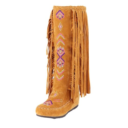 Stiefeletten Damen Western Winter Westernstiefel mit Schnalle Outdoor Schneestiefel Ankle Boots Schlupfschuh-Design Basics-Modell für Alltag Elegance von Generisch