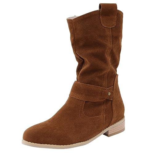 Stiefeletten Damen Winter High Heel Zipper Outwear Modische Klassische Schwarze Stiefeletten Dicke Ferse Mesh atmungsaktive Coole Stiefel (Brown, 41) von Generisch