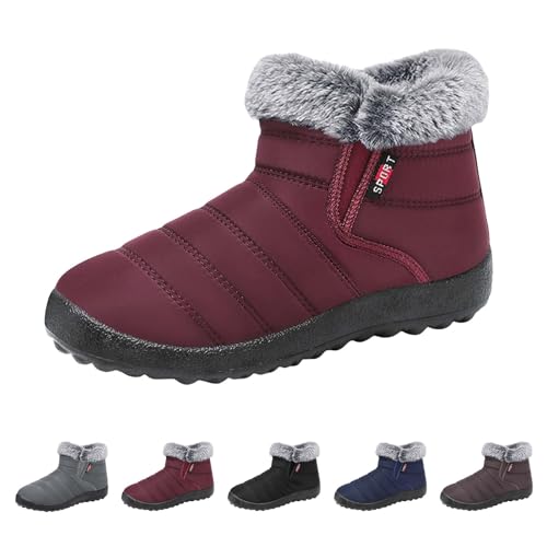 Stiefeletten Damen Winterstiefel Damen Winter Fleece Gefüttert Dicke Schneestiefel Ankle Boots Stiefeletten Bequem Wasserdicht rutschfest Breite Mit Absatz von Generisch