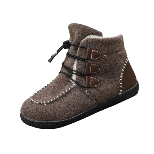 Stiefeletten Damen Winterstiefeletten Damen Gefüttert Winter Schuhe Outdoor Rutschfeste Weitschaft Warme Fleece Kurzstiefeletten Elastische Ergonomie Schneeschuhe von Generisch