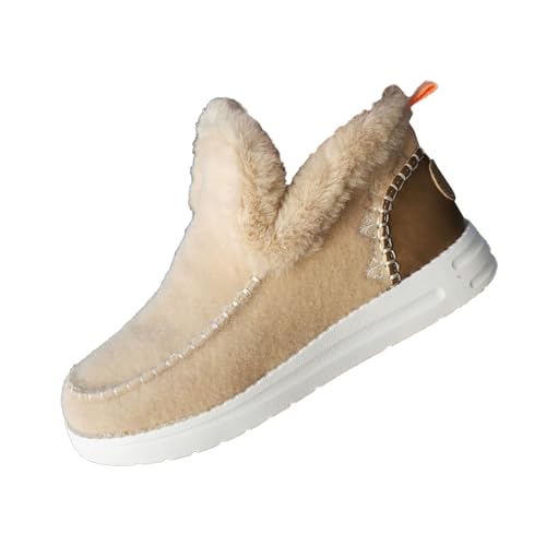 Stiefeletten Damen Winterstiefeletten Damen Gefüttert Winter Schuhe Outdoor Rutschfeste Weitschaft Warme Fleece Winterschuhe Elastische Ergonomie Schneeschuhe von Generisch