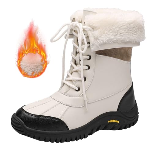 Stiefeletten Damen Winterstiefeletten Damen Gefüttert Winterboots Outdoor Rutschfeste Weitschaft Große Größen Winterschuhe Elastische Ergonomie Winterschuhe von Generisch