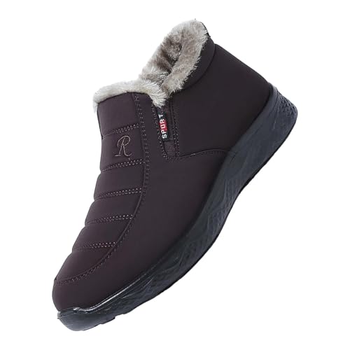 Stiefeletten Herren Gefüttert, Winterboots Leichtgewichts Schneestiefel Rutschfeste Sohlen Winterschuhe Verdickt Wollstiefel Wärme und Komfort Schlupfstiefel Wasserdichte Schneeschuhe von Generisch