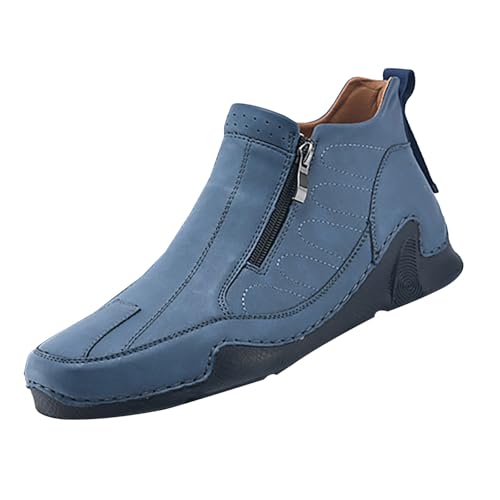 Stiefeletten Herren Leder Mit Reißverschluss Freizeitschuhe Herren Leder Walkingschuhe Flache Sohle Fitnessschuhe Ruschfest Wanderschuhe Einfarbig Turnschuhe Hochschaft Sportschuhe Bequem von Generisch