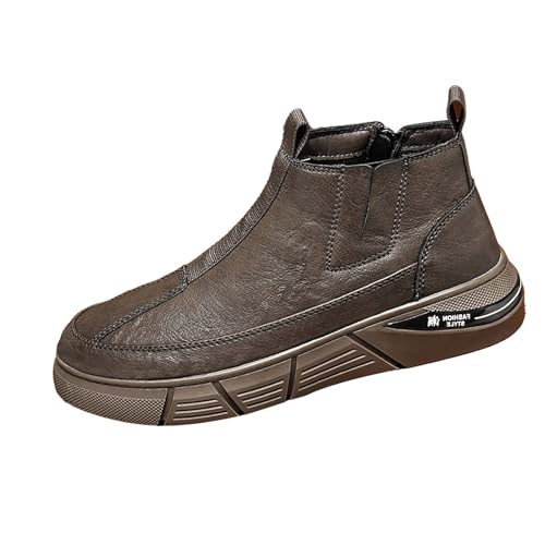 Stiefeletten Herren Leder Wildleder Schlupfschuhe Flache Sneaker Glattleder Slipper Slip on Bussnis Schuhe Vintage Winterschuhe Rutschfest Walkingschuhe Modische Bequeme Arbeitsschuhe Freizeitschuhe von Generisch