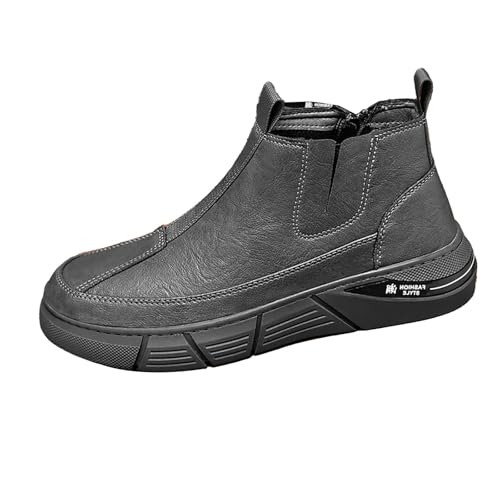 Stiefeletten Herren Leder Wildleder Schlupfschuhe Flache Sneaker Glattleder Slipper Slip on Bussnis Schuhe Vintage Winterschuhe Rutschfest Walkingschuhe Modische Bequeme Arbeitsschuhe Freizeitschuhe von Generisch
