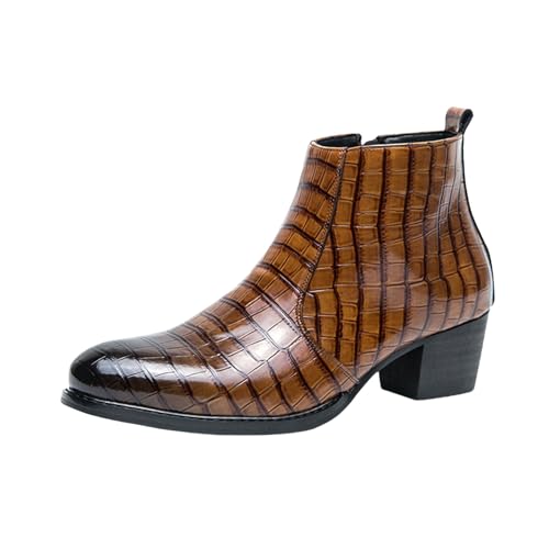 Stiefeletten Herren Modische Lederstiefel Mit Absatz | Leichtgewichts Freizeit Stiefel Business Stiefel FüR MäNner | Glattleder Bequeme Stiefeletten Arbeitsschuhe Anzugschuhe FüR Formelle AnläSse von Generisch