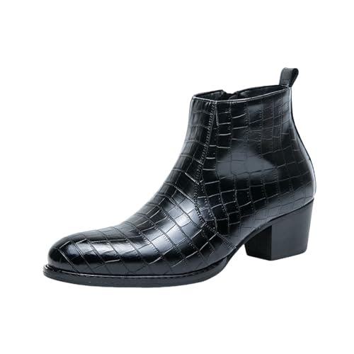 Stiefeletten Herren Modische Lederstiefel Mit Absatz | Leichtgewichts Freizeit Stiefel Business Stiefel FüR MäNner | Glattleder Bequeme Stiefeletten Arbeitsschuhe Anzugschuhe FüR Formelle AnläSse von Generisch