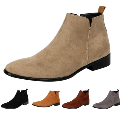 Stiefeletten Herren Und Niedrigem Große Größen - Kurzstiefel Gefüttert Mit Absatz Westernstiefel Flache Schuhe Bequeme Lederstiefel Boot Wanderschuhe Business Klassischer Stiefel von Generisch