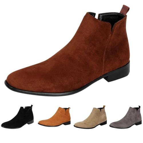 Stiefeletten Herren Und Niedrigem Große Größen - Kurzstiefel Gefüttert Mit Absatz Westernstiefel Flache Schuhe Bequeme Lederstiefel Boot Wanderschuhe Business Klassischer Stiefel von Generisch