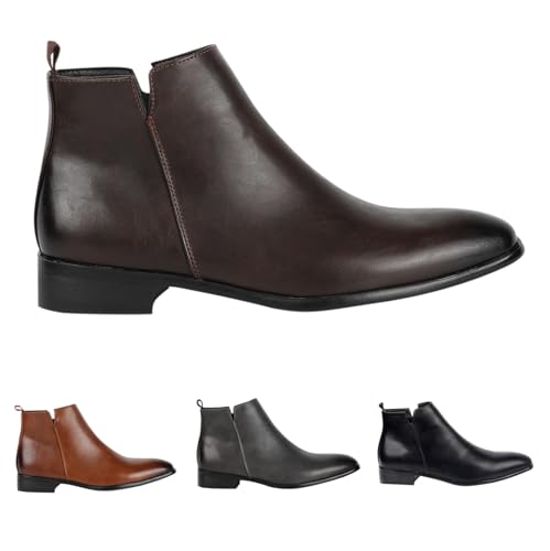 Stiefeletten Herren Wasserdicht, Chelsea Boots Herren Leder Pu Chelsea-Stiefel Outdoor Arbeitsstiefel Business Freizeitschuhe Elegant Herbstschuhe Rutschfeste Trekkingschuhe Kurzschaft Lederstiefel von Generisch