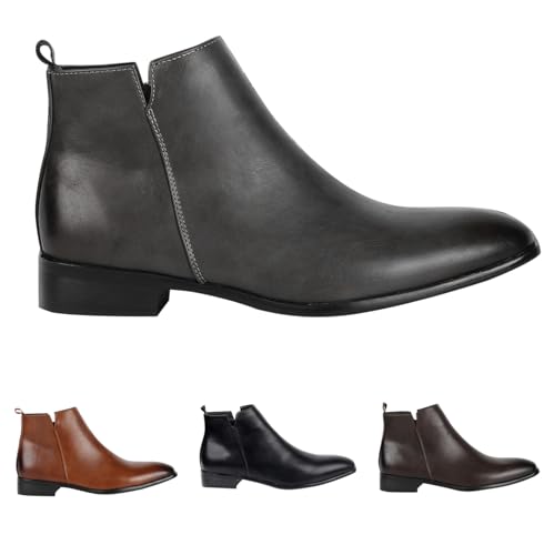 Stiefeletten Herren Wasserdicht, Chelsea Boots Herren Leder Pu Chelsea-Stiefel Outdoor Arbeitsstiefel Business Freizeitschuhe Elegant Herbstschuhe Rutschfeste Trekkingschuhe Kurzschaft Lederstiefel von Generisch