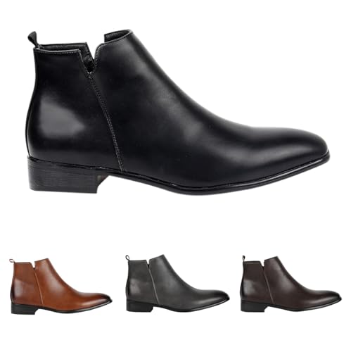 Stiefeletten Herren Wasserdicht, Chelsea Boots Herren Leder Pu Chelsea-Stiefel Outdoor Arbeitsstiefel Business Freizeitschuhe Elegant Herbstschuhe Rutschfeste Trekkingschuhe Kurzschaft Lederstiefel von Generisch