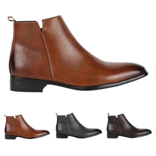 Stiefeletten Herren Wasserdicht, Chelsea Boots Herren Leder Pu Chelsea-Stiefel Outdoor Arbeitsstiefel Business Freizeitschuhe Elegant Herbstschuhe Rutschfeste Trekkingschuhe Kurzschaft Lederstiefel von Generisch