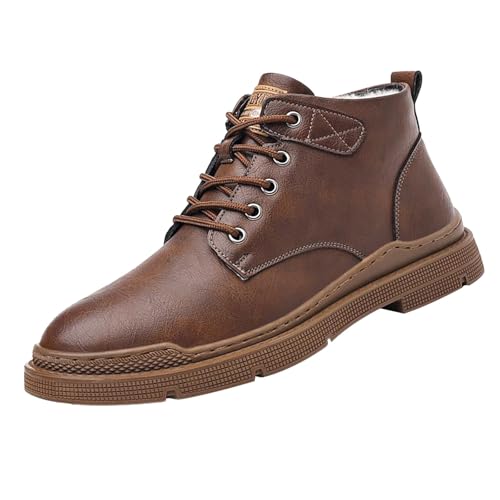 Stiefeletten Herren Wasserdicht, Schneestiefel Rutschfest Winterboots Gummisuola Schneeboots mit Fleece Gefüttert Schnürstiefel Gemütlich Thermostiefel mit Absatz Halbschaft Stiefel von Generisch