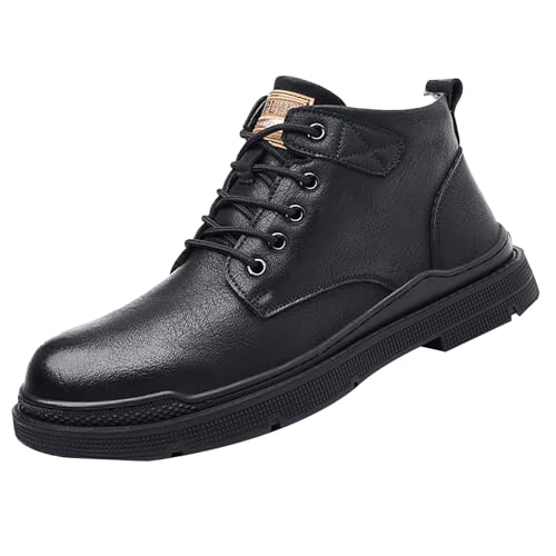 Stiefeletten Herren Wasserdicht, Schneestiefel Rutschfest Winterboots Gummisuola Schneeboots mit Fleece Gefüttert Schnürstiefel Gemütlich Thermostiefel mit Absatz Halbschaft Stiefel von Generisch