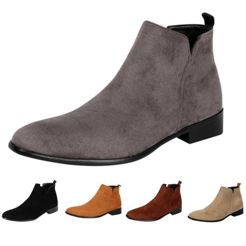 Stiefeletten Herren Wildleder, Herren Schuhe Elegant Sportlich Chelsea-Stiefel Vegan Wanderstiefel Warme Freizeitschuhe Western Lederstiefel Rutschfeste Herbstschuhe Ohne Schnürsenkel Bootsschuhe von Generisch