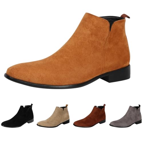 Stiefeletten Herren Wildleder, Herren Schuhe Elegant Sportlich Chelsea-Stiefel Vegan Wanderstiefel Warme Freizeitschuhe Western Lederstiefel Rutschfeste Herbstschuhe Ohne Schnürsenkel Bootsschuhe von Generisch