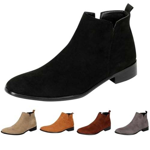 Stiefeletten Herren Wildleder, Herren Schuhe Elegant Sportlich Chelsea-Stiefel Vegan Wanderstiefel Warme Freizeitschuhe Western Lederstiefel Rutschfeste Herbstschuhe Ohne Schnürsenkel Bootsschuhe von Generisch