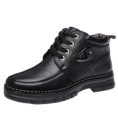 Stiefeletten Herren mit Absatz Schneestiefel Wasserdichtes Obermaterial Winterboots Warm Gefüttert Schneeschuhe Rutschfest Winterschuhe Weich Leicht Schnürstiefel Geeignet für den Winter von Generisch