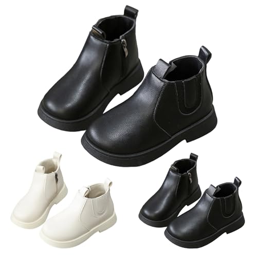 Stiefeletten Kinder Mädchen Stiefel mit Glitzerperlenkette Modische Kurze Westernstiefel Große Kinder Reitstiefel Lederstiefel mit Weicher Sohle Winterboots (Black, 30 Big Kids) von Generisch