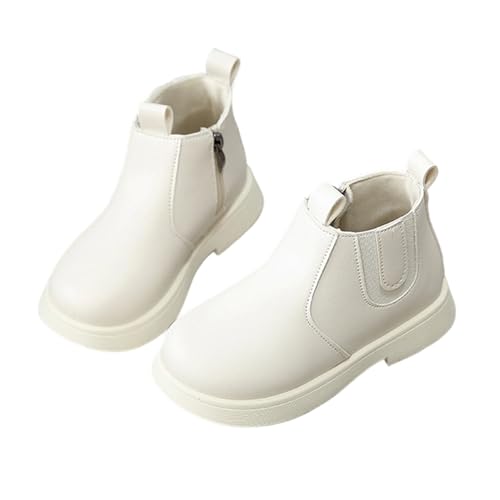 Stiefeletten Kinder Mädchen Stiefel mit Glitzerperlenkette Modische Kurze Westernstiefel Große Kinder Reitstiefel Lederstiefel mit Weicher Sohle Winterboots (White, 31 Big Kids) von Generisch