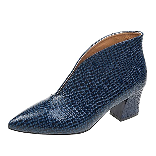 Stiefeletten mit Chunky Heel Schlangendruck Bequeme Spitzschuh Slip On für Eleganz Komfort Zehenbereich Reißverschluss Klassische Stiefeletten von Generisch