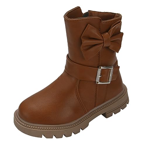 Stiefelschuh Mädchen Modische Mädchen-Stiefel Prinzessinnenstiefel Gummistiefel Winterschuhe Einfarbig runde Zehenpartie Stiefeletten Winter Schneeschuhe mit Reißverschluss von Generisch