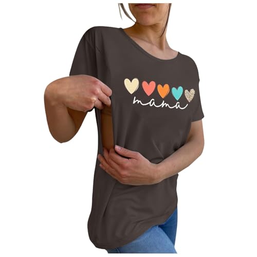 Still Tshirt Grau Mit Reißverschluss Umstandsmode Oberteil Mama Herz Druck Nursing Shirt Breastfeeding Postpartale Clothes Stillen Schwangerschaftskleidung Sommer Umstandsshirt Mit Brusttasche von Generisch